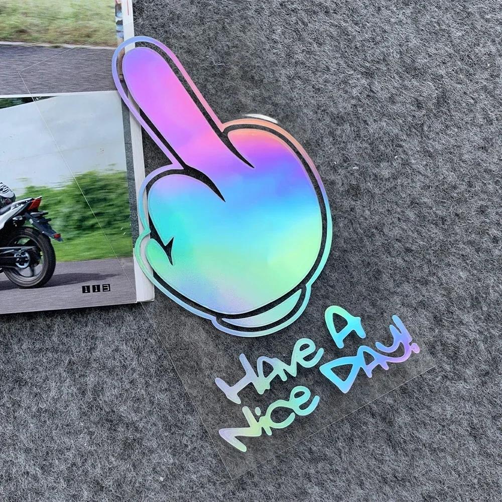 Средний палец Светоотражатель Наклейки на мотоцикл Аксессуары Наклейки для Honda PCX125 Yamaha R1 Kawasaki z900 'ХОРОШЕГО ДНЯ ! '