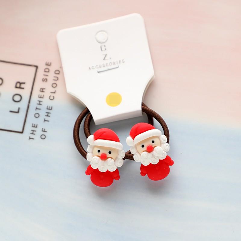 2pcs New Cute Cartoon Christmas Elk Elastic Hair Bands Rubber Hair Tie Rope Girls Hair Scrunchie Ponytail Holder Gum Accessories