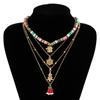 2/3/4pcs/set Santa Rice Beaded Chain Cartoon Cartoon Pendant Choker  Women