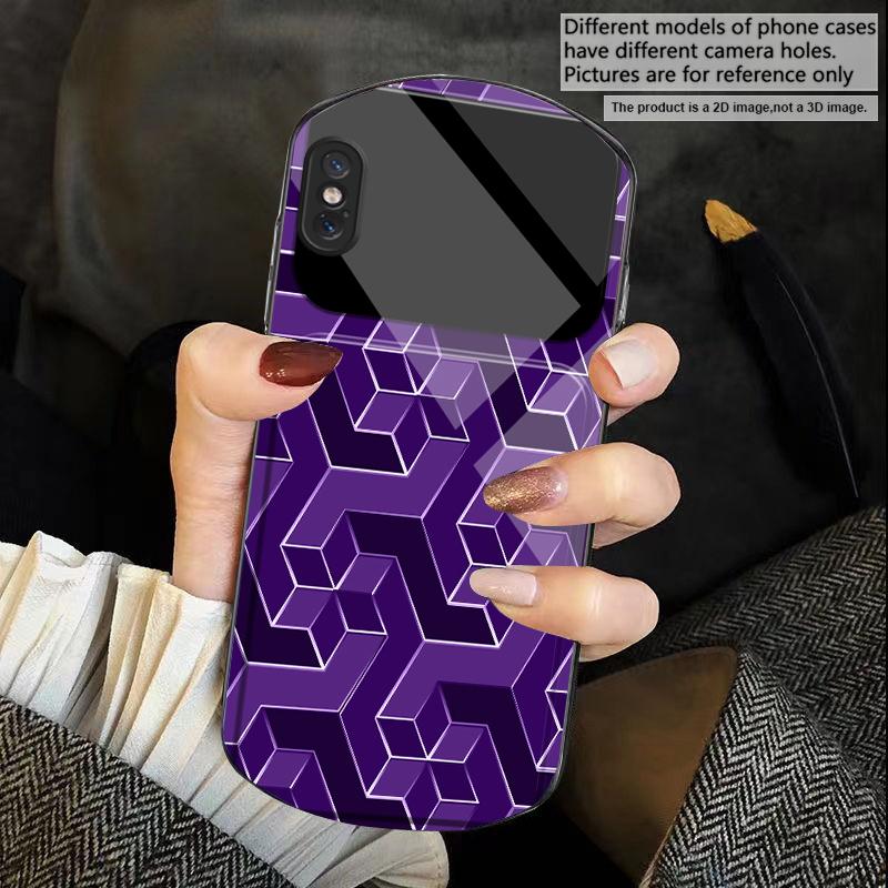 Абстрактная геометрическая сетка Для iPhone 17 16 15 14 Pro 13 Plus 12 mini 11 Pro Max XR X S 7 8 Эллиптический закаленный стеклянный чехол для телефона