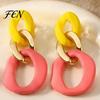 Trendy Jewelry for Daily Wear 4 Pairs Chunky Statement Earrings Women, Geometric Hollow Chain, C-shape Soft Tone Summer Earring Collection Hoop,