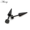 Alisouy 2pcs Unisex Gothic Punk Stainless Steel Cone Spike Rivets Dumbbell Barbell Piercing Men Women Screw Ear Stud Earrings