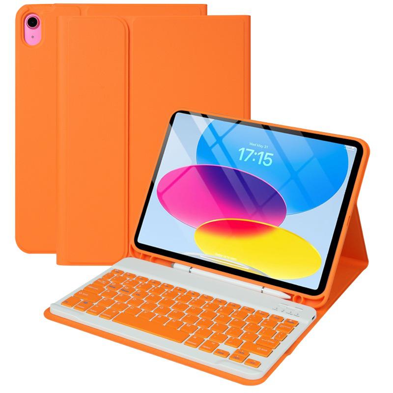 Съемная Bluetooth-клавиатура в кожаном чехле для iPad 10-го/11-го поколения со слотом для стилуса и магнитной защитной оболочкой