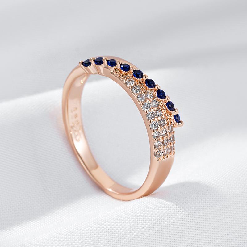 Блестящие синие кольца с натуральным цирконом для женщин, уникальные, цвета розового золота, высокого качества, для повседневной носки