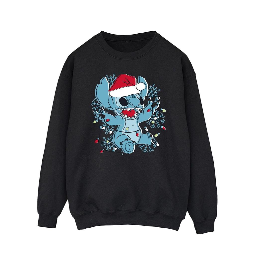 Disney Mens Lilo And Stitch Christmas Lights Sketch Sweatshirt