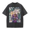 Горячая Аниме JoJo's Bizarre Adventure Made In Heaven Одежда Мужчины Женщины Футболки Хлопковая Футболка с Эффектом Стирки Ретро Футболка Харадзюку Футболка