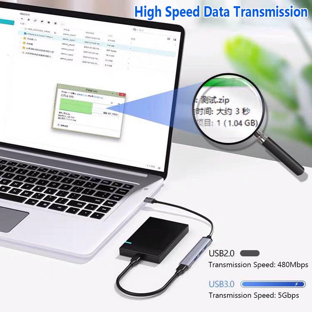 Splitter Type-C HUB High Speed Docking Station Hard Drive 2-in-1 USB 3.0 Expander Laptop PC