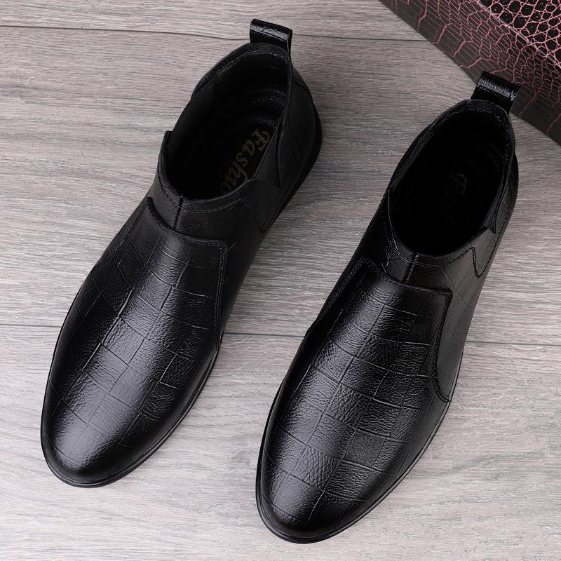 Модные мужские ботинки челси из натуральной кожи, новое поступление, мужская повседневная обувь, модные теплые плюшевые ботильоны для бизнеса, деловая обувь для отдыха на природе