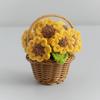 Вязаная крючком корзина с подсолнухами, ручная вязка, имитация подсолнуха, украшения в горшках, праздничные подарки