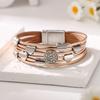 Vintage Multi-layer Snake Leather Bracelet Women's European and American Style Magnetic Buckle Leather Cord Bracelet Fashion All-match Accessories