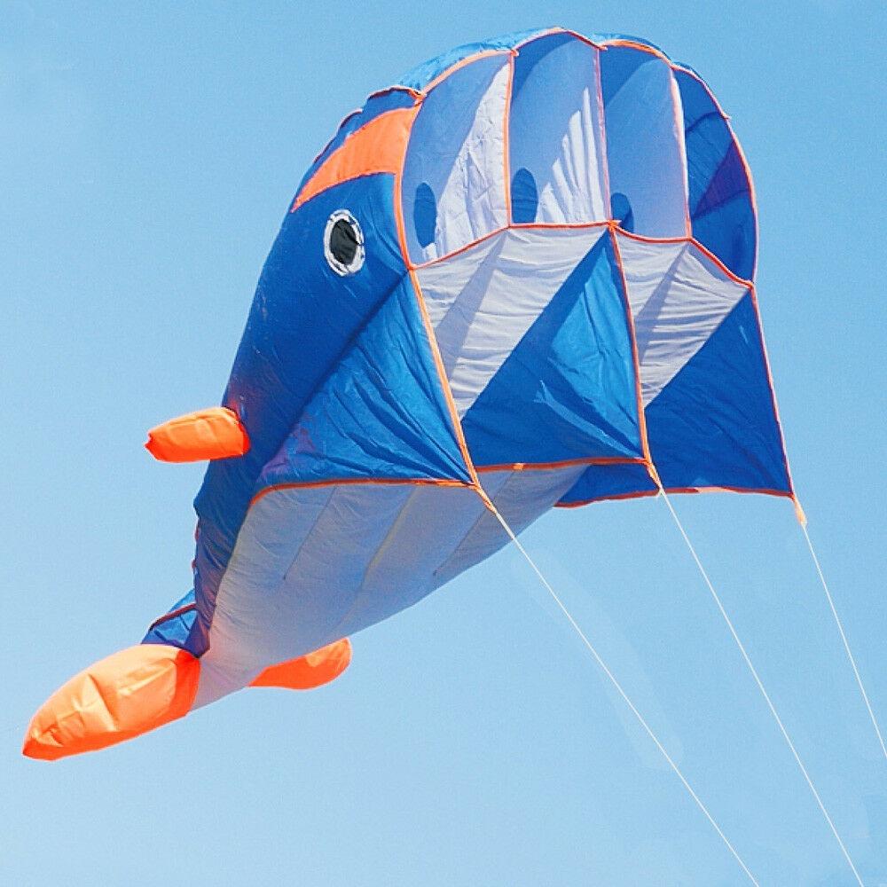 Eye-catching Blue Dolphin Kite Easy To Fly Perfect For Open Areas And Seaside