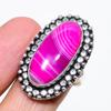 Pink Lace Agate Gemstone Handmade 925 Sterling Silver Jewelry Ring Size 8.5 KJ-528