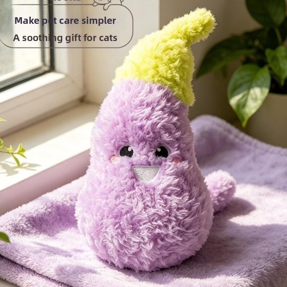 Eggplant Shaped Squeaky Dog Toys Adorable Interactive Cat Toys Cat Teaser Toy Entertainment