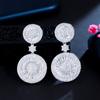 CMM Top Quality Stunning Cubic Zircon Micro Pave Bridal Big Round Drop Earrings for Wedding Gift Accessories