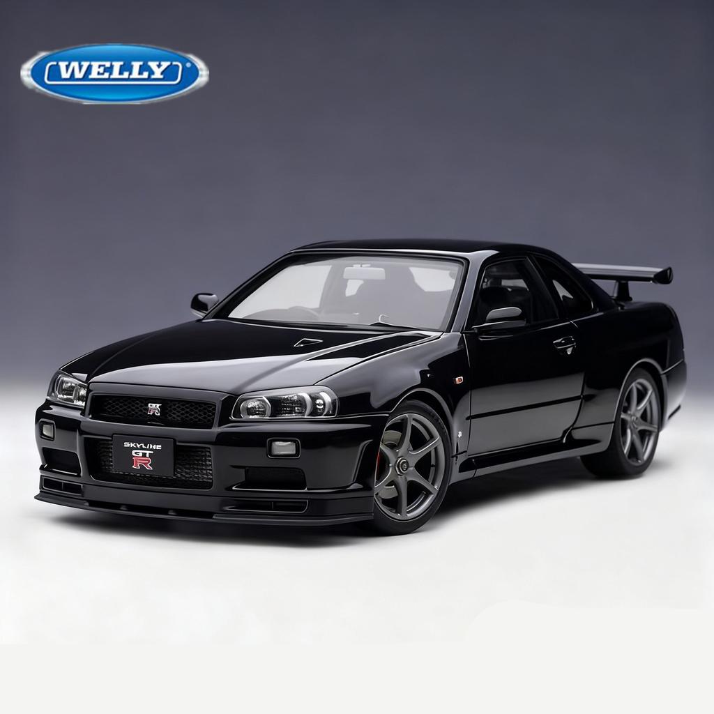 Welly 1/24 Nissan Skyline GTR R34 Сплав Модель Спортивного Автомобиля Литые Металлические Гоночные Автомобили Транспортные Средства Модель Симуляция Детские Игрушки Подарок