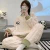 Autumn/Winter Coral Velvet Pajamas for Women Warm Casual Flannel with Velvet Thickened Can Be Worn Outside The Home Suit