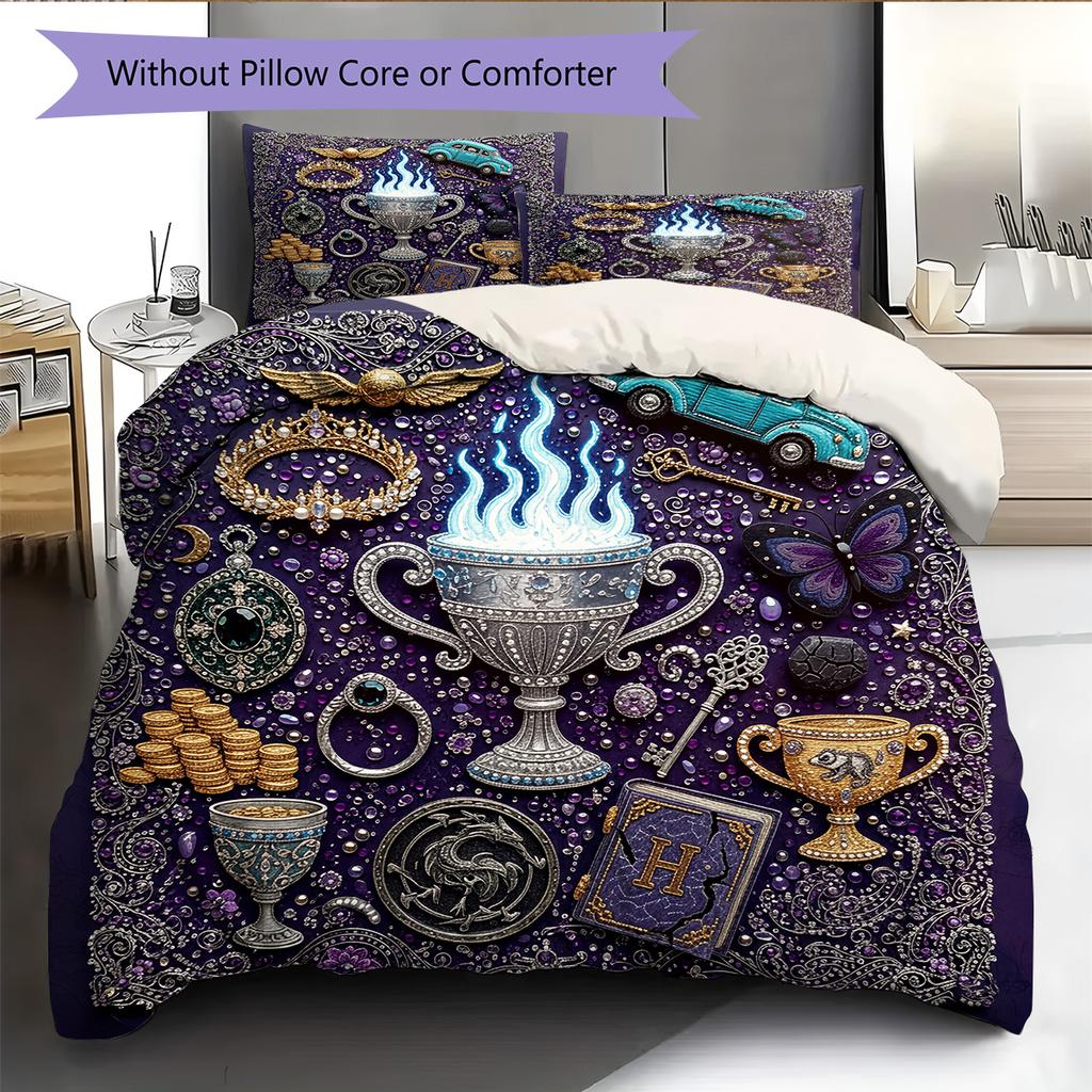 Diamond Embroidery Style Pattern Bedding Quilt Set Home Decoration Gift (1 * duvet cover + 2 * pillowcase without core)