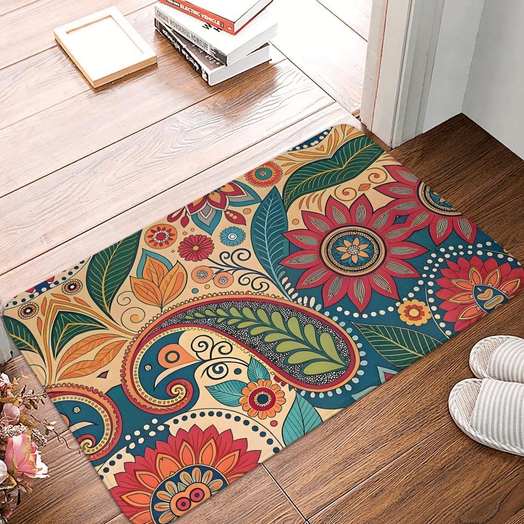 Stylish Mandala Flower Door Mat, Suitable for Machine Washing, Perfect for Bathrooms, Bedrooms, Living Rooms, And Entrances