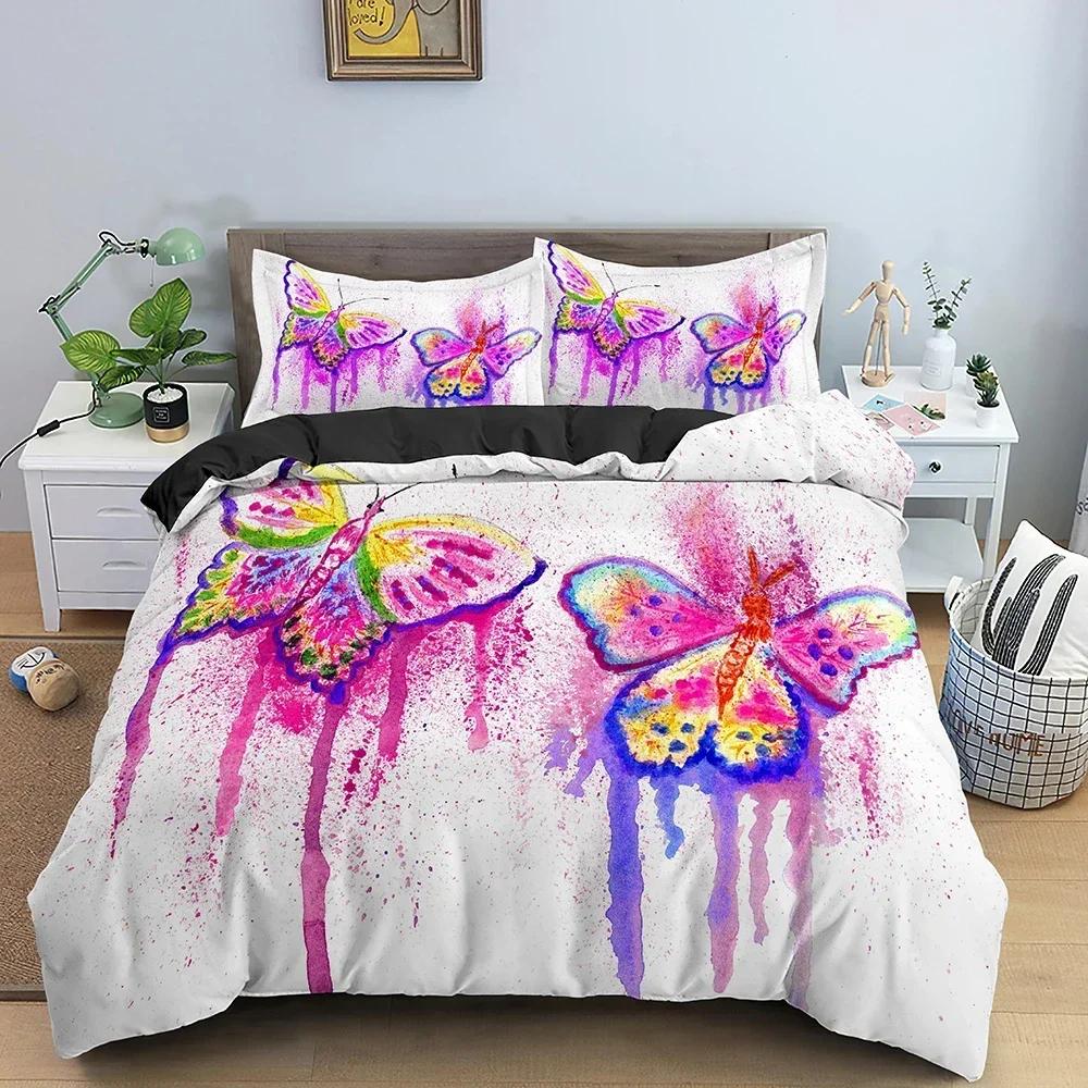 New 3D Print Butterfly Comfortable Duvet Quilt Cover Pillowcase Bedding Set Children Bedroom Decoration Home Textile