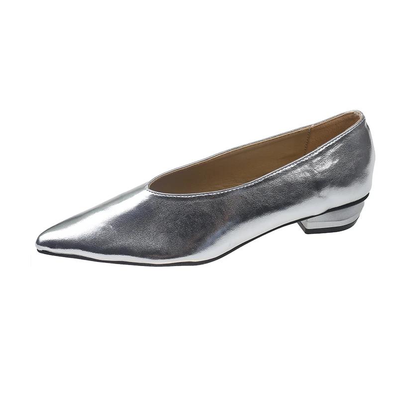 Мода женская обувь 2024 мода женские туфли-лодочки без застежек осень острый носок неглубокие однотонные платье на низком каблуке офисная женская обувь Zapatos