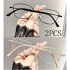 2Pcs Metal Frame Cat Eye Myopia Glasses High-End Near Sight Eyewear Transparent Anti Blue Light Minus Diopter Glasses