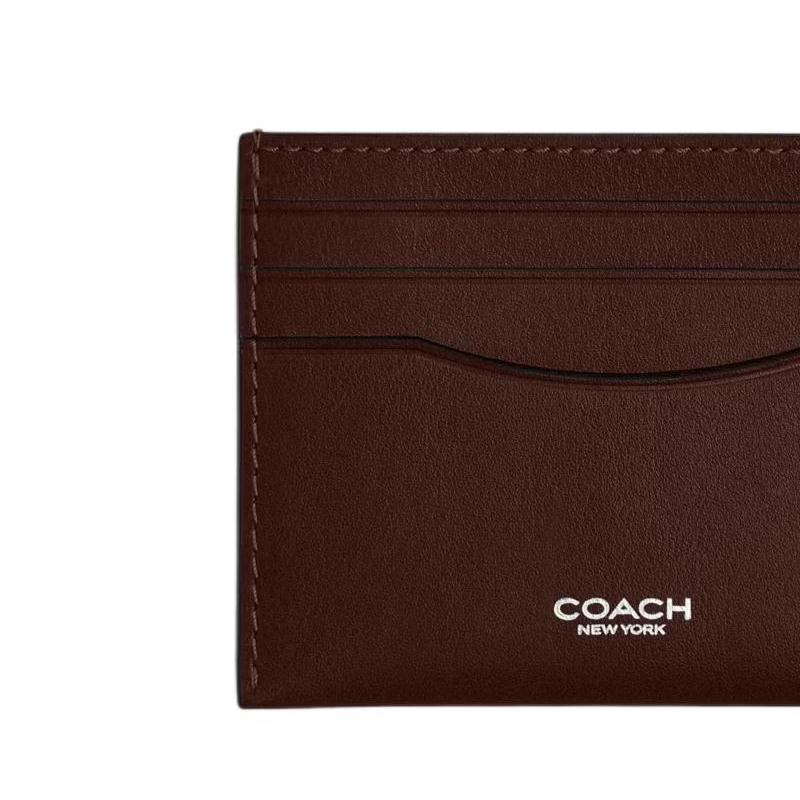Coach Держатель для карт из натуральной кожи с текстурой под дерево, с возможностью печати логотипа, мужской, кленово-коричневый