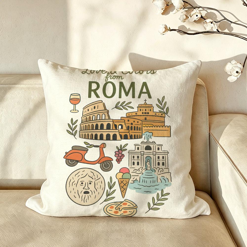 Art IItaly CCulture SSeries Cushion Cover Pillow Case Antidustmite Pillowcase Silky Short Plush Sofa Cushion Cover hot