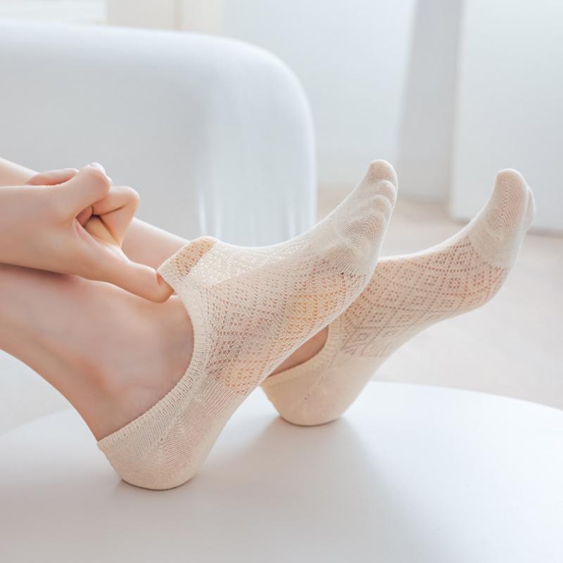 1/5pairs Women's Summer Shallow Invisible Boat Socks Sweat-absorbent Breathable Low-top Socks