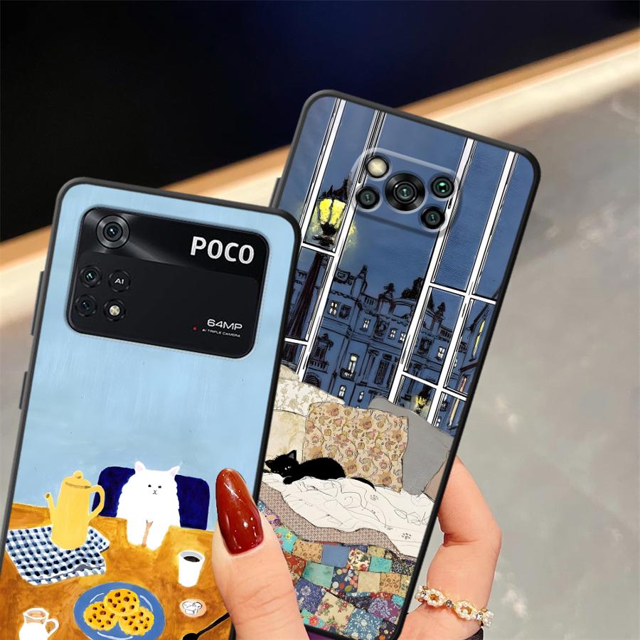 Мультяшный Кот Чехол для Телефона для Xiaomi Poco F8 C75 M3 M4 M7 C61 F3 F1 M5 C50 X3 X4 X5 X7 Pro C71