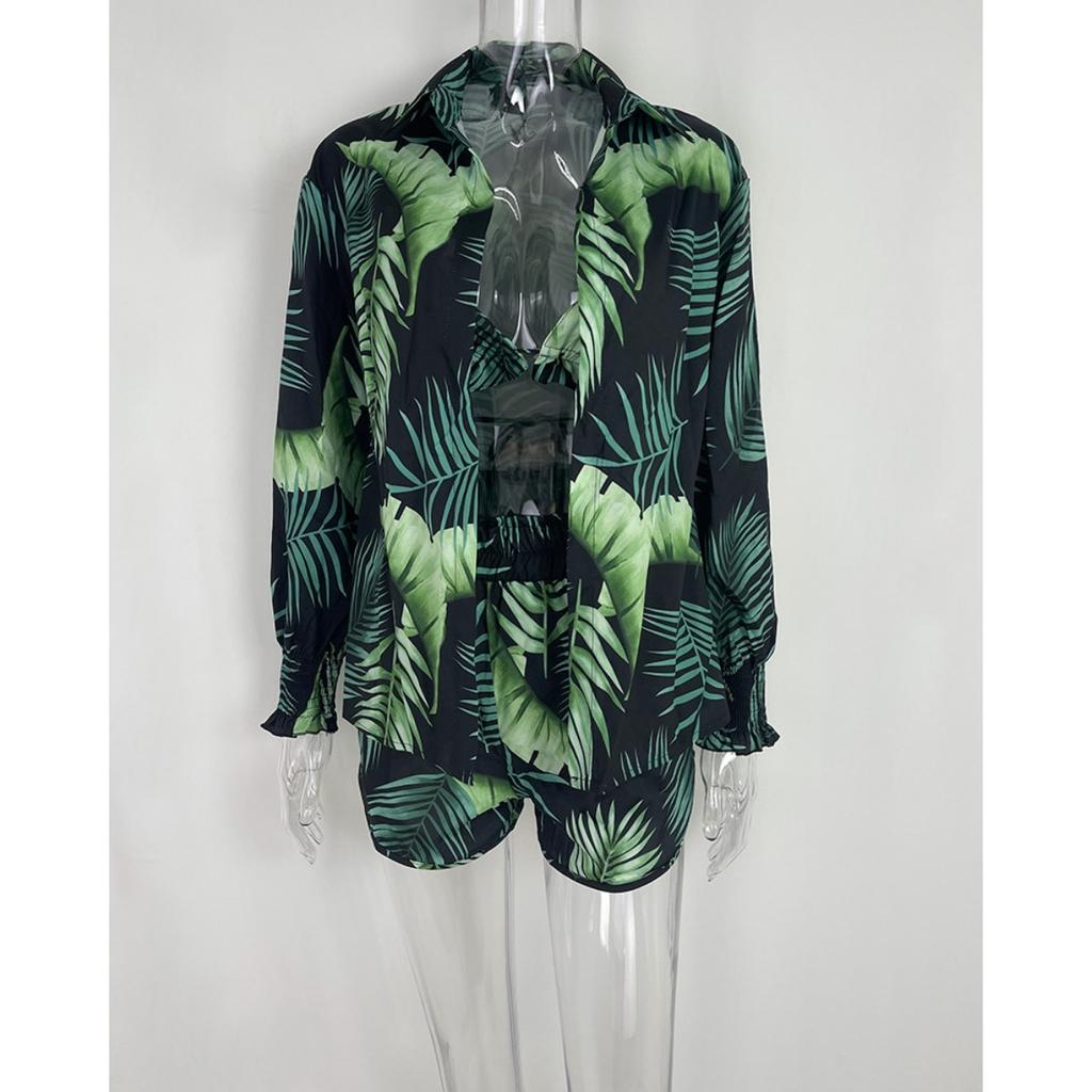 Женский сексуальный костюм-тройка, пляжный модный костюм с шортами