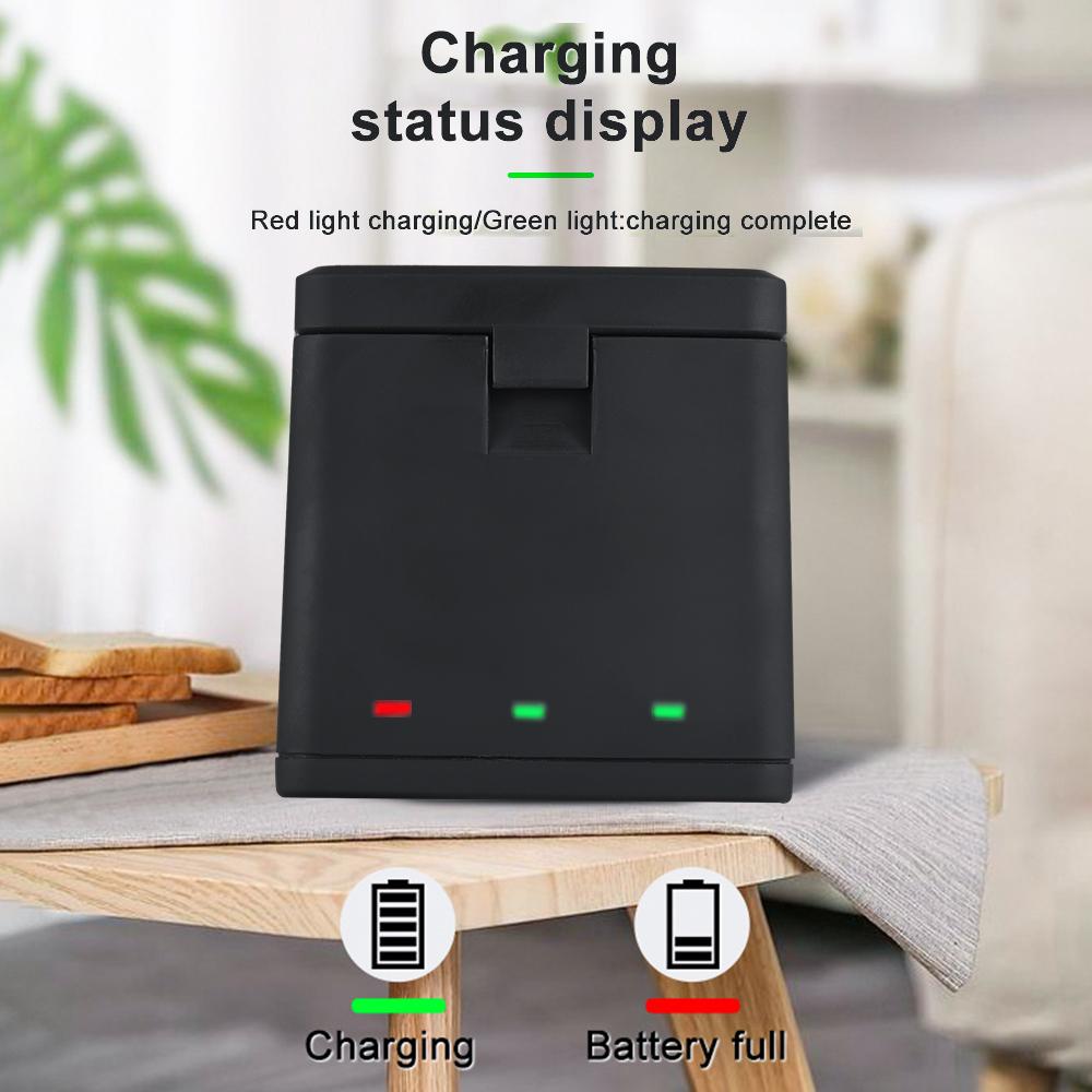 3 аккумулятора емкостью 1800 мАч + зарядное устройство на 3 аккумулятора с USB-портом, совместимое с GoPro Hero 12/11/10/9