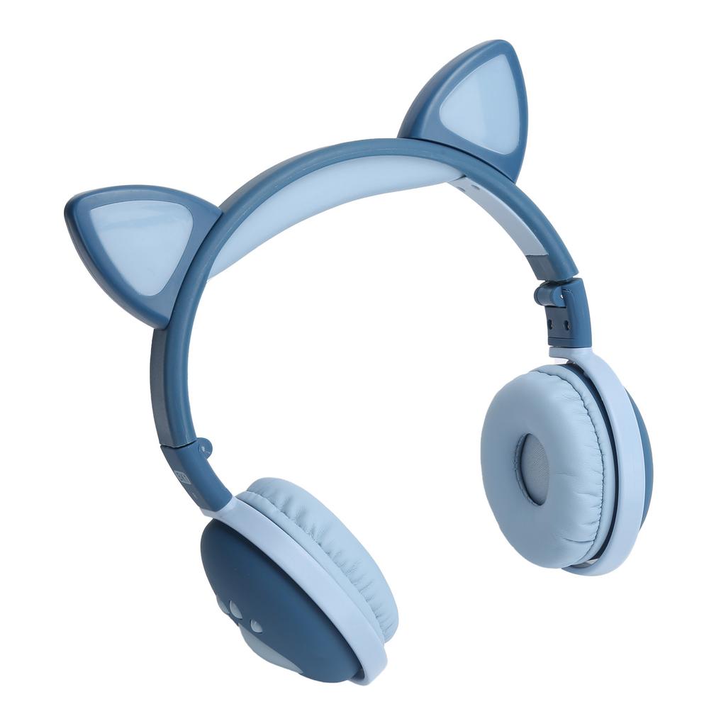 Симпатичные кошачьи уши, светящиеся беспроводные Bluetooth-наушники, HIFI, спортивная складная гарнитура со светодиодной подсветкой(Блю фонс )