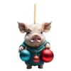Festive Pig Cartoon Acrylic Pendant Cute Christmas Decoration For Interiors Vehicle