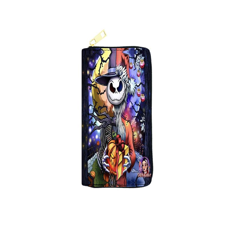 Nightmare Before Christmas PU Leather Long Zipper Wallet for Women Single Zipper Clutch Jack Skellington Print 3pcs