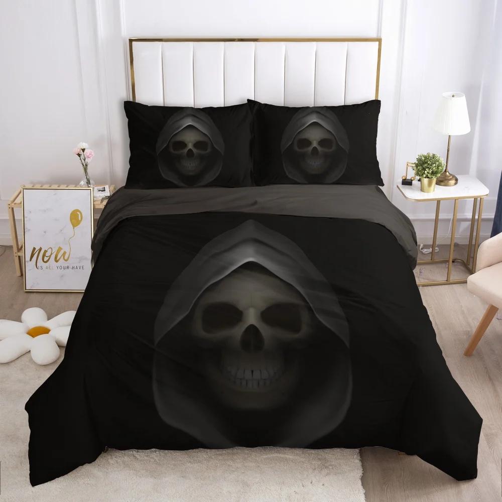 Cartoon Halloween King Queen Duvet Cover Horror Eyes Grimace Bedding Set for Children Boys Girls Scary Night Theme Quilt Cover