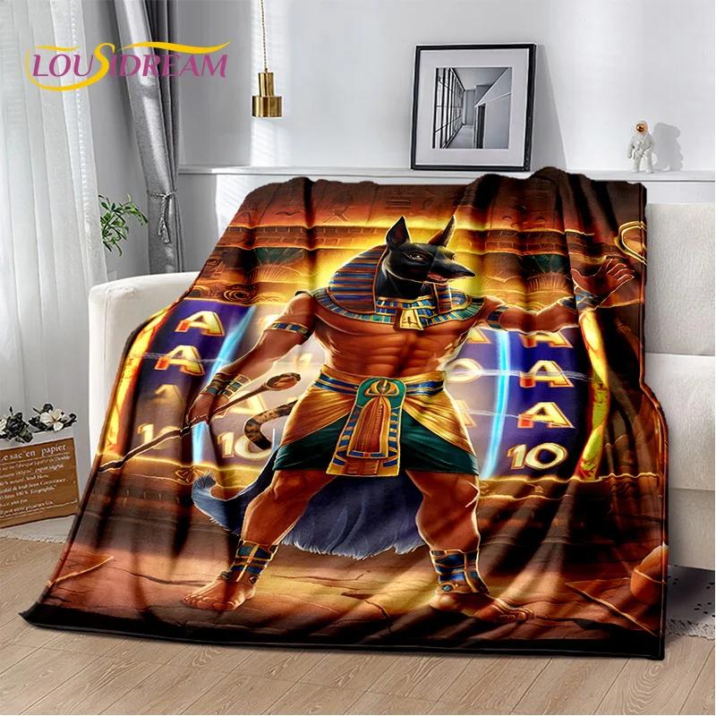 2025 Ancient Egypt Death Anubis Pharaoh Horus Mythology Soft Blanket,Soft Throw Blanket for Home Bedroom Bed Sofa Cover Child