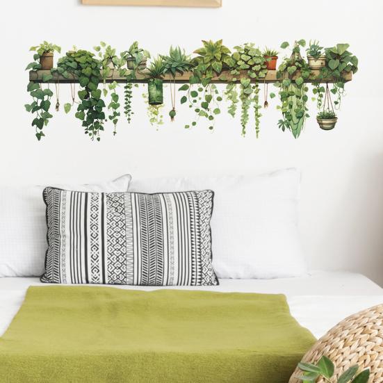90x30 см наклейки на стену с зелеными растениями, водонепроницаемые, самоклеящиеся, из ПВХ, современная гостиная, детская спальня, растение в горшке, зелень, настенное художественное украшение, наклейка