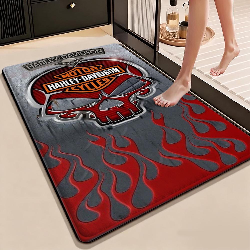 Harley Davidson Skull Fire Carpet Doormat Living Room And Bedroom Mats Art Doormat Office Chair Cushion