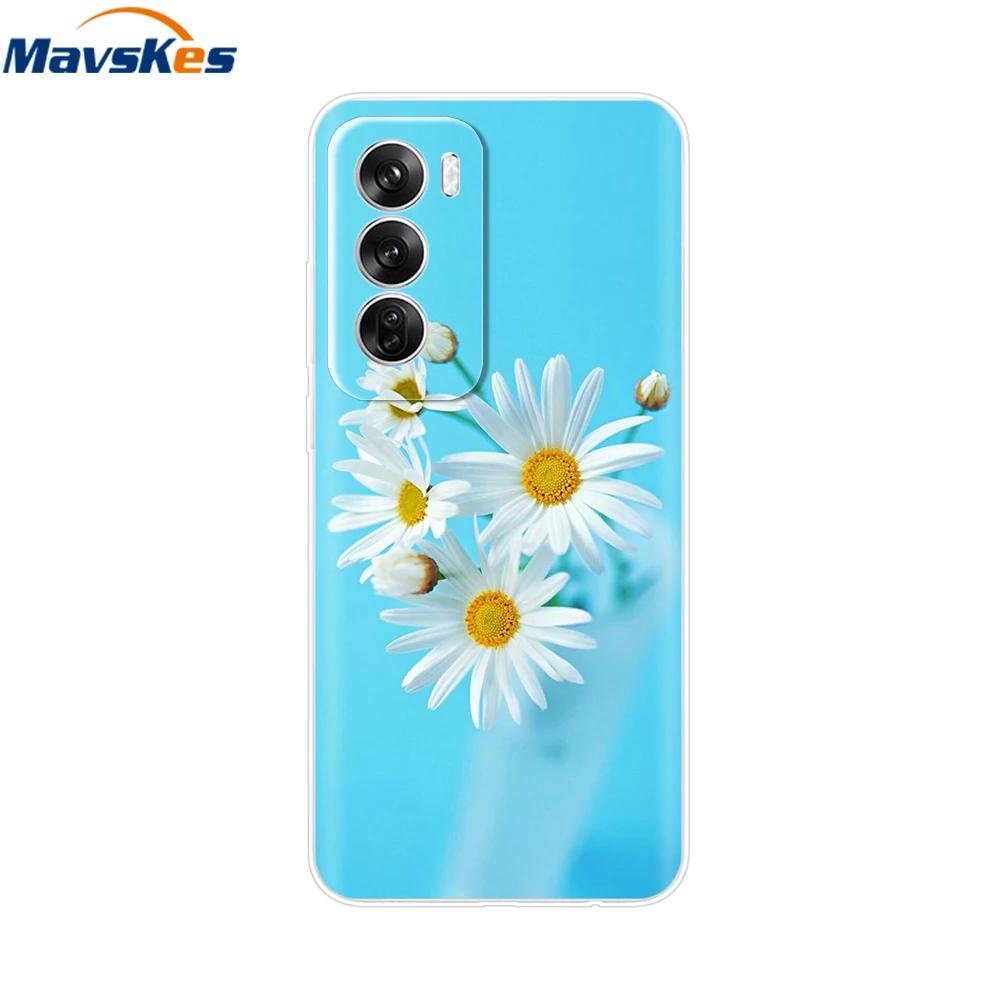 Чехол для OPPO Reno 12 Pro 5G Модный Цветочный Силиконовый Чехол для Телефона Для OPPO Reno 12 Чехол Reno12 Pro Бампер 2024 Мягкий Черный ТПУ Fundas