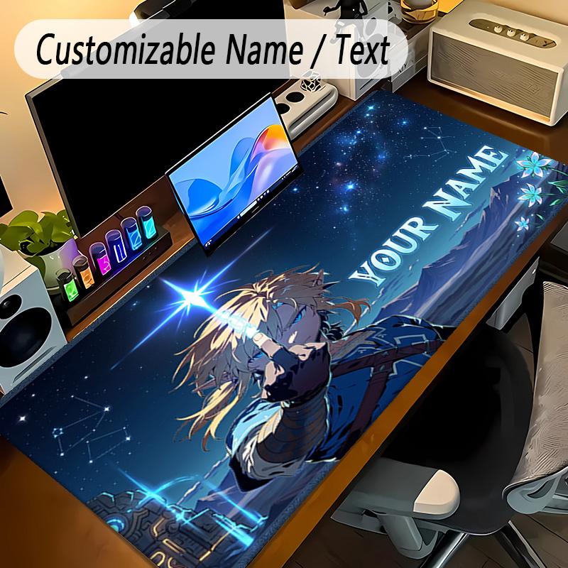 Large Mouse PadZelda Custom Name Text Personalized Desk Mat Non Slip Gaming Pad