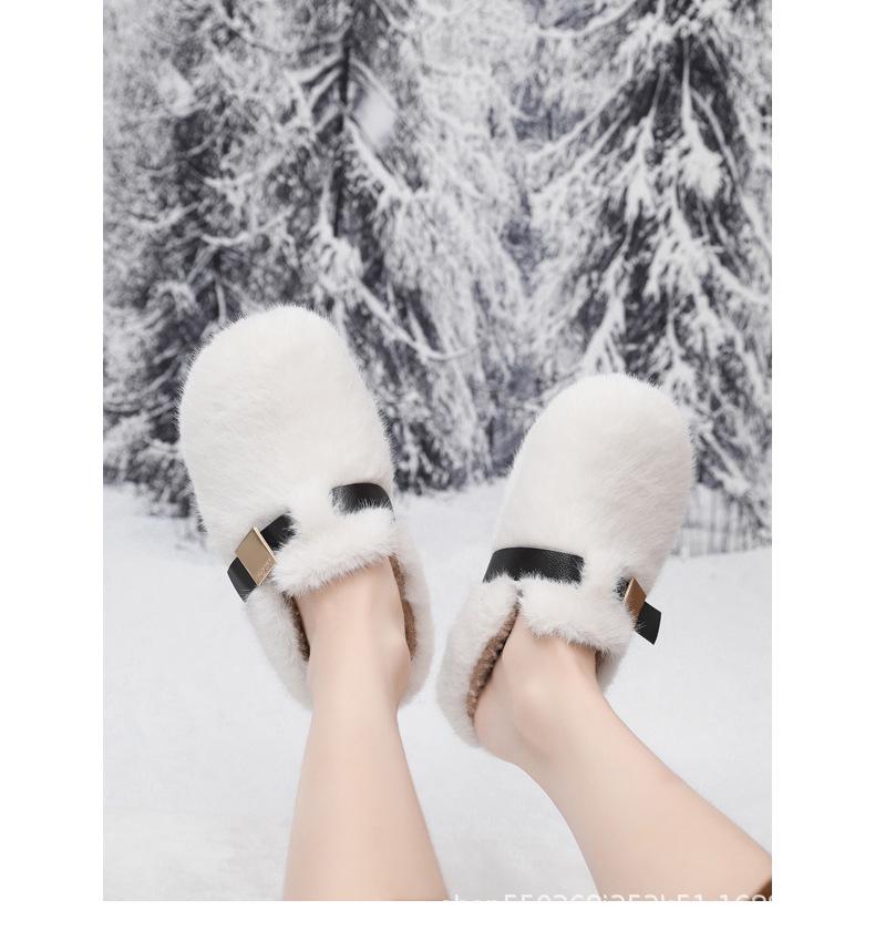 Женские плюшевые хлопковые тапочки премиум-класса в корейском стиле с закрытым носком для осени и зимы
