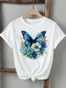 (Asian Size) flower butterfly cute Clothing Tee Top female Print Female T Shirt Woman Women Fashion Short Sleeve Graphic T-shirts