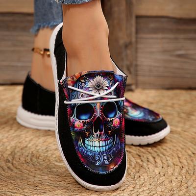 Модная женская повседневная обувь с принтом на Хэллоуин, парусиновые туфли, женские и мужские лоферы слипоны, удобная плоская обувь для ходьбы, повседневная обувь для женщин