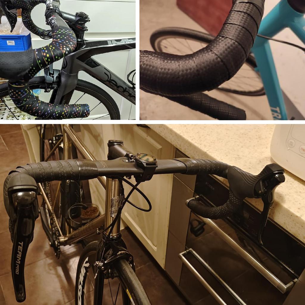 JEELAD EVA Bar Tape with End Set for Road Bikes Plugs, Anti-Slip, 2-Roll (01 - Black)