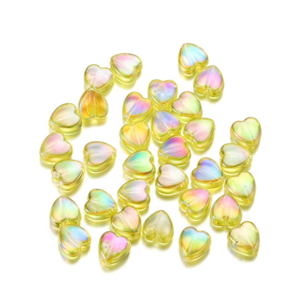 50/100Pcs 9mm AB Color Heart Bead Colorful Acrylic Spacer Loose Beads for DIY Bracelet Necklace Jewelry Making Findings Supplies