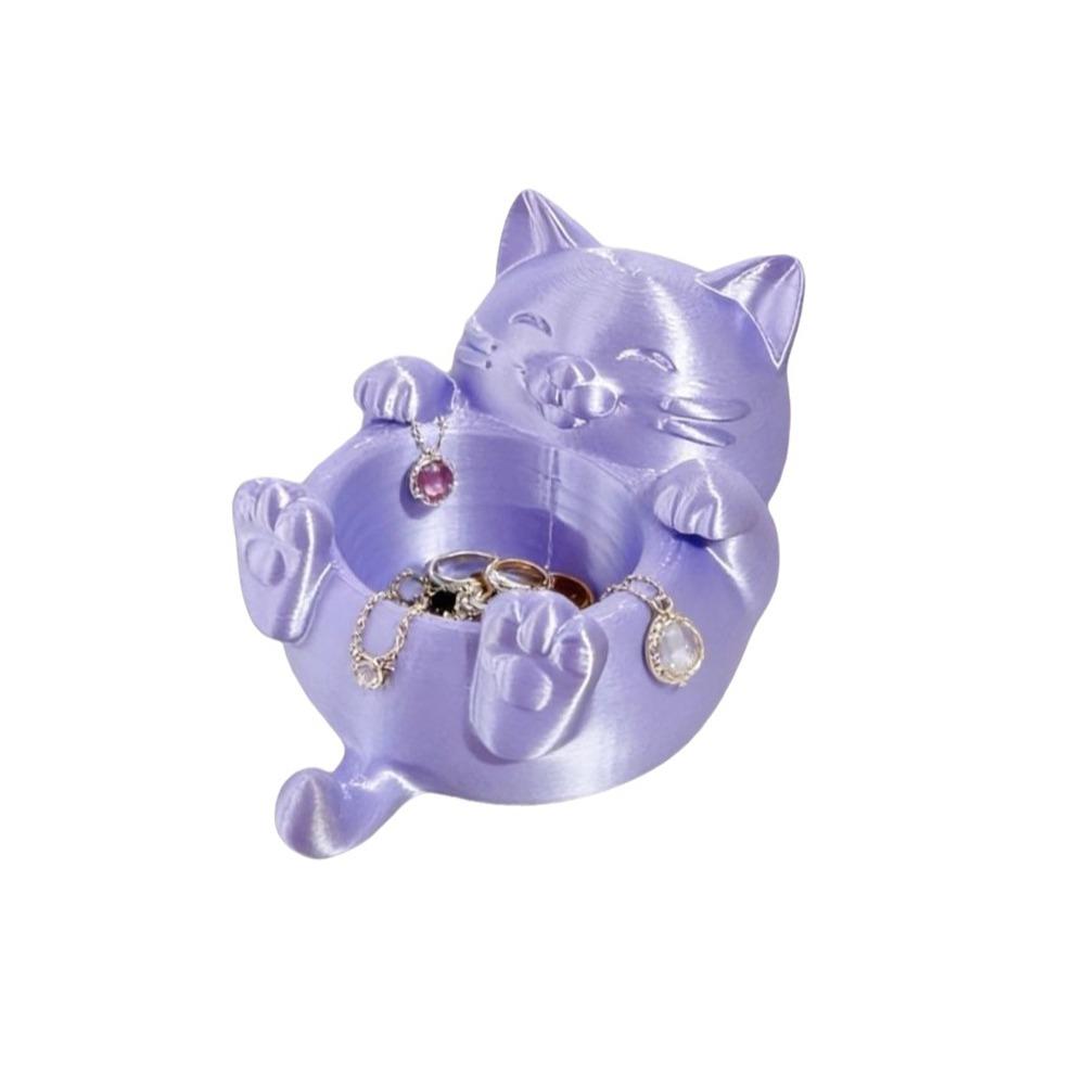 Cute 3D Printed Trinket Holder Plastic Jewelry Storage Box Modern Lucky Cat Storage Box  Office