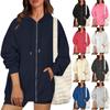 Women's Fashion Hooded Zip Sweatshirt Casual Pocket Top Loose Jacket