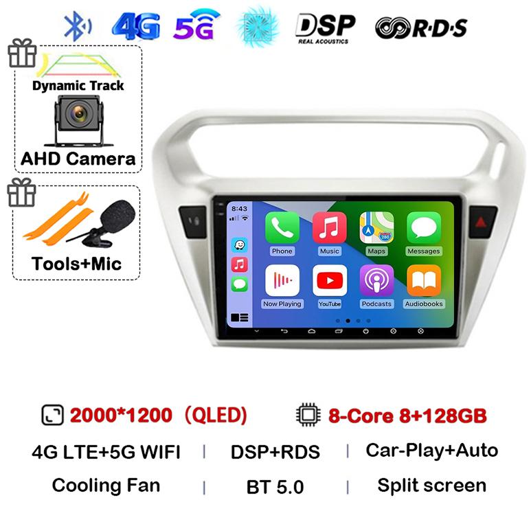 Android 14 Carplay Car Radio For Peugeot 301 Citroen Elysee 2013 2014 2015 2016 2017 2018 Multimedia Video Player GPS Stereo DSP