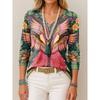 Women's T-Shirts Floral Graphic Bird Graphic Elegant Fashion Tees Long Sleeve T-shirts V-Neck Regular Tops Casual Pullover Fall