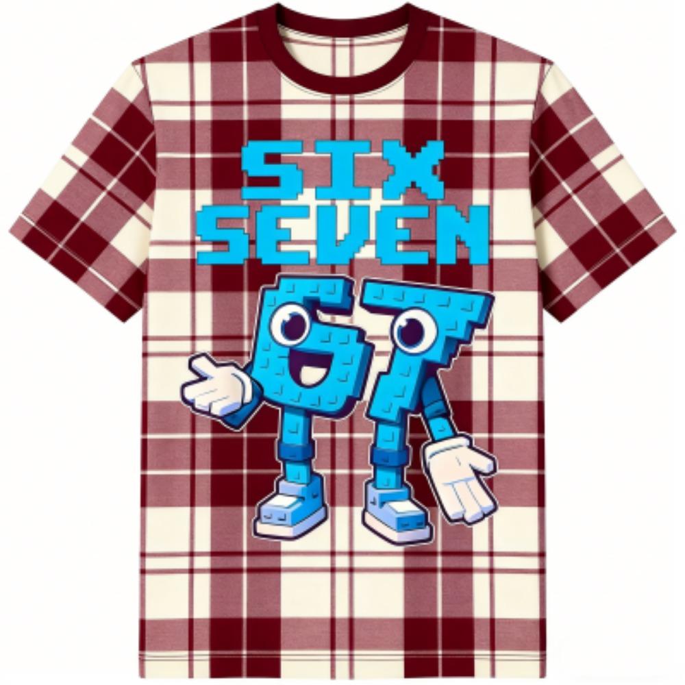 Fashion Kids T-Shirt 67 Six Seven Stripe Print Boy and Girl Tees Top Summer Short Sleeve O Neck Casual Outdoor Kids Clothing